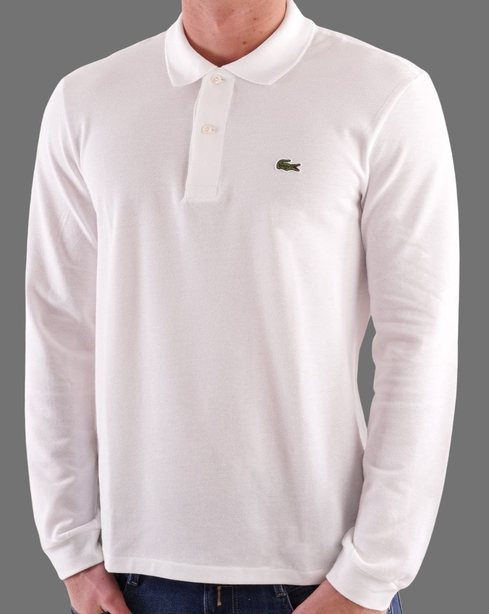 Lacoste Langarm-Poloshirt Weiß