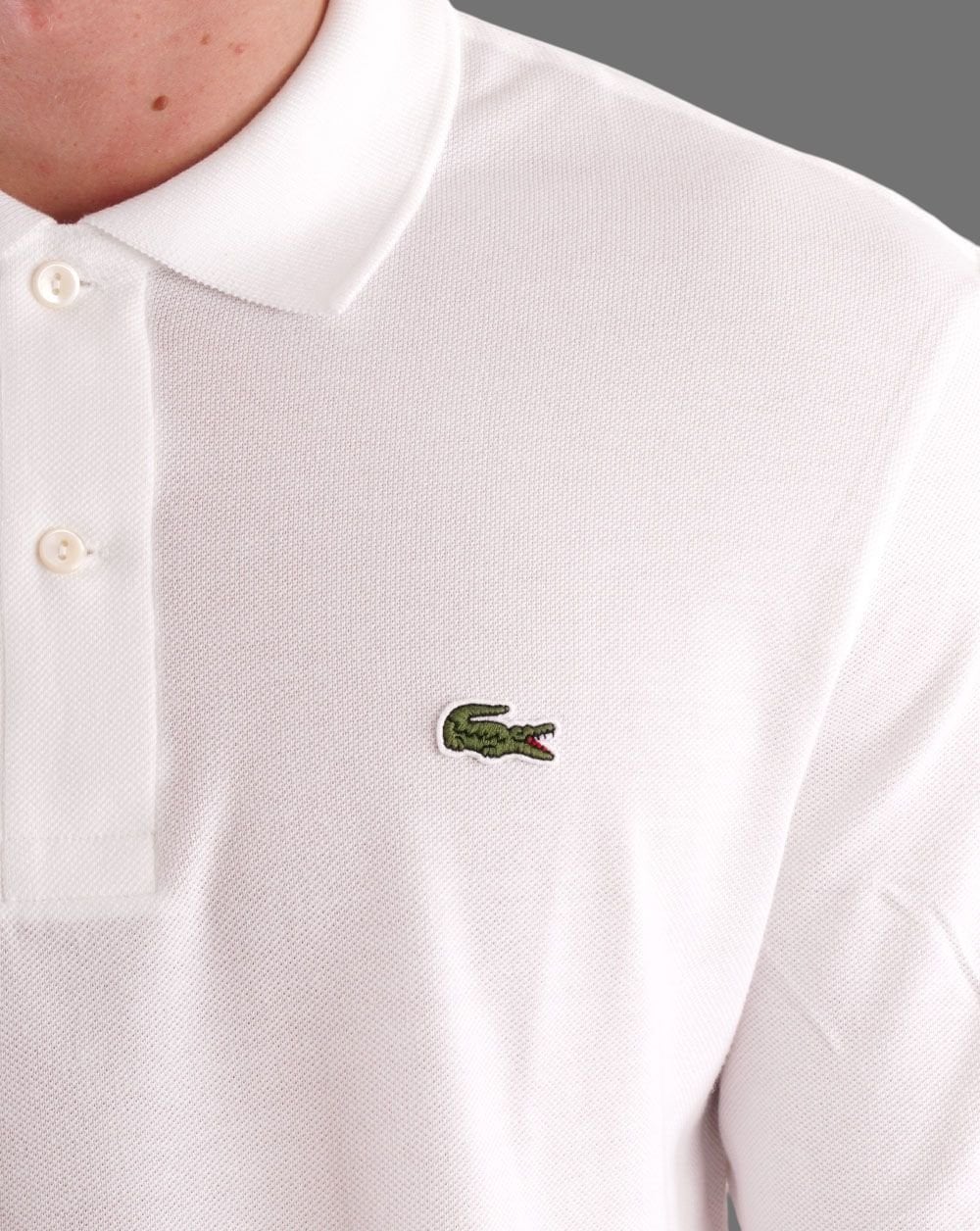 Lacoste Langarm-Poloshirt Weiß