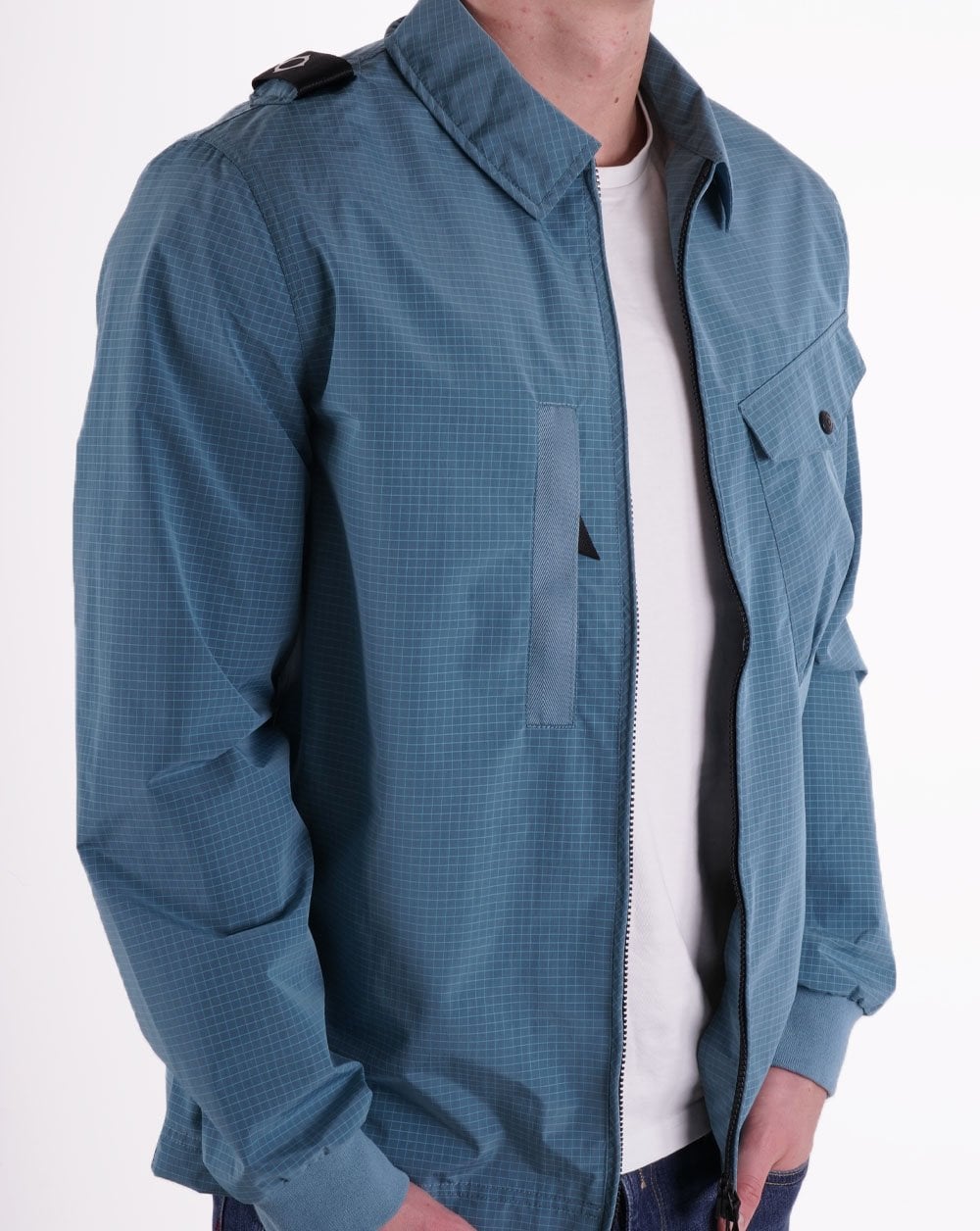 Ma.strum Nylon Grid Overshirt Seeblau