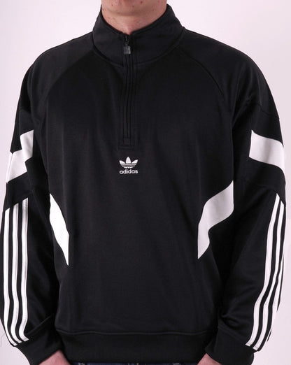 Adidas Originals – Rekive – Schwarzes Sweatshirt mit halbem Reißverschluss