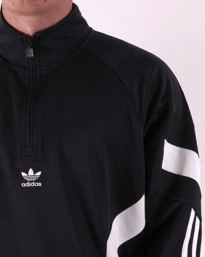 Adidas Originals – Rekive – Schwarzes Sweatshirt mit halbem Reißverschluss