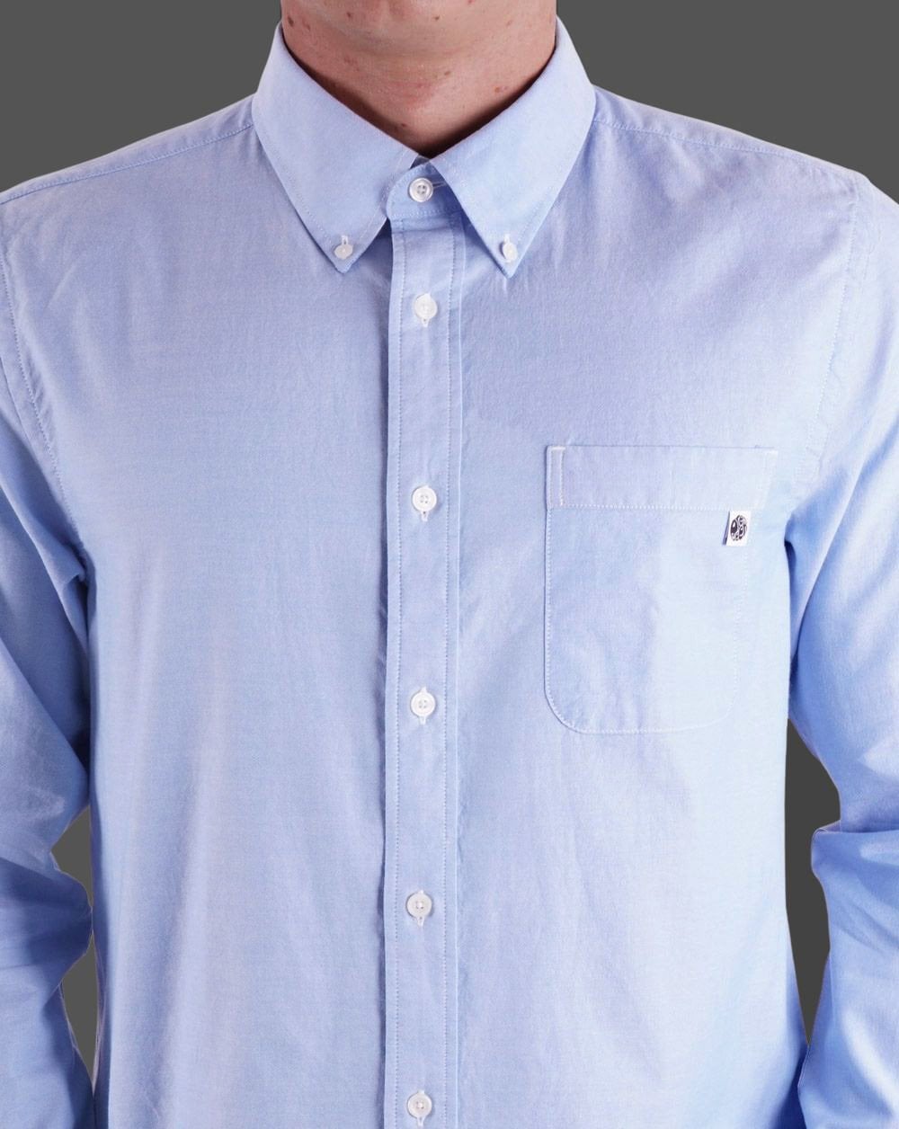 Pretty Green Oxford Langarmhemd Blau