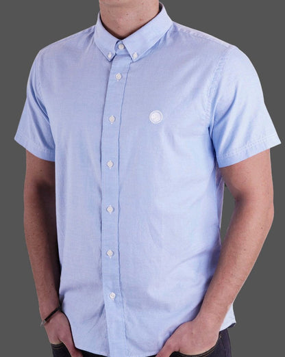 Pretty Green Oxford Kurzarmhemd Blau