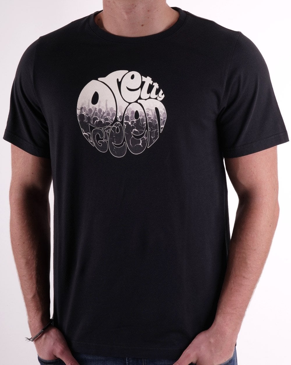 Pretty Green Crowd Logo T-Shirt Schwarz