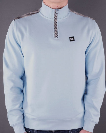 Weekend Offender Sweatshirt mit Viertelreißverschluss, Himmelblau