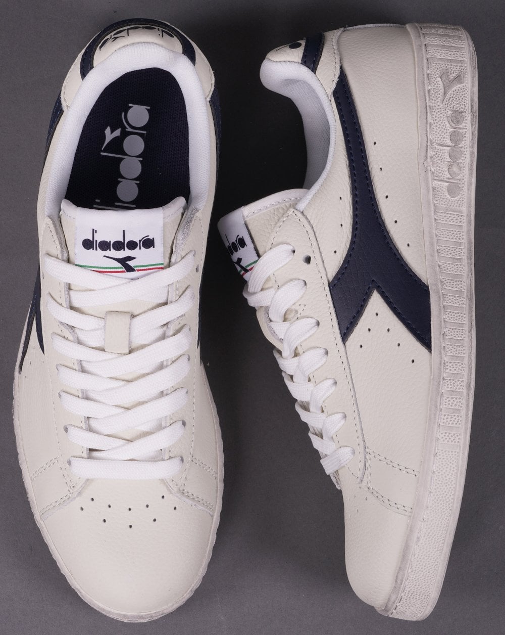 Diadora Game L Low Waxed Sneaker Weiß/Marineblau