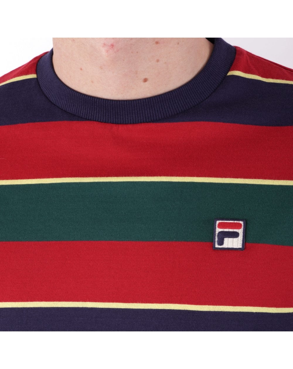 Fila Vintage Jaxon Stripe T-Shirt Rot/Marineblau/Grün