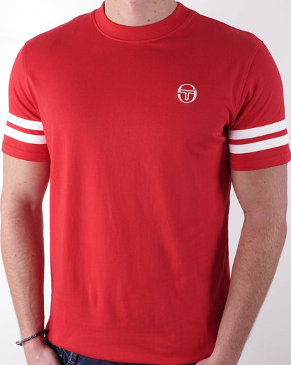 Sergio Tacchini 2-Streifen-T-Shirt Rot Weiß
