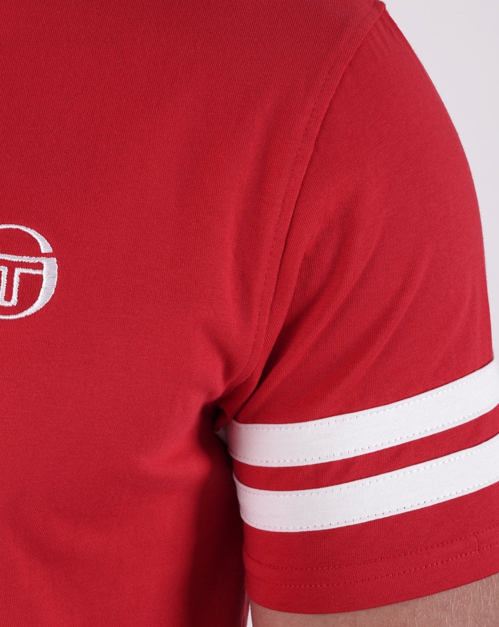 Sergio Tacchini 2-Streifen-T-Shirt Rot Weiß