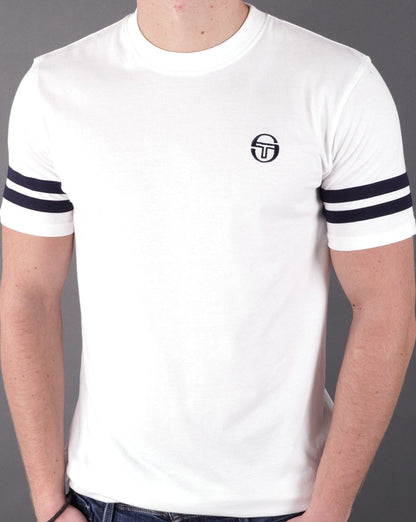 Sergio Tacchini 2-Streifen-T-Shirt Weiß/Marineblau