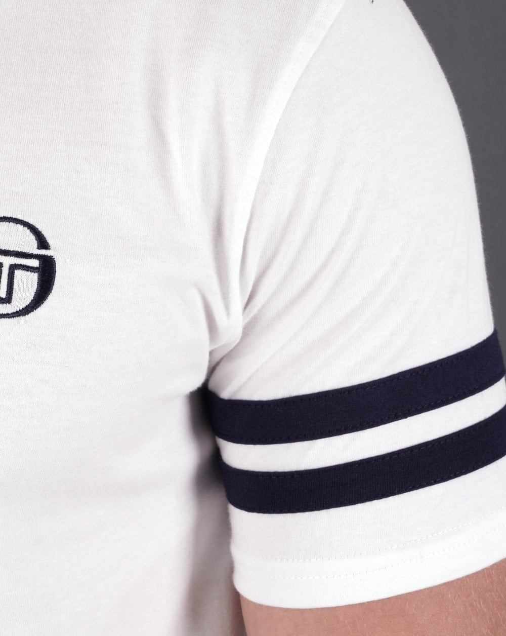 Sergio Tacchini 2-Streifen-T-Shirt Weiß/Marineblau