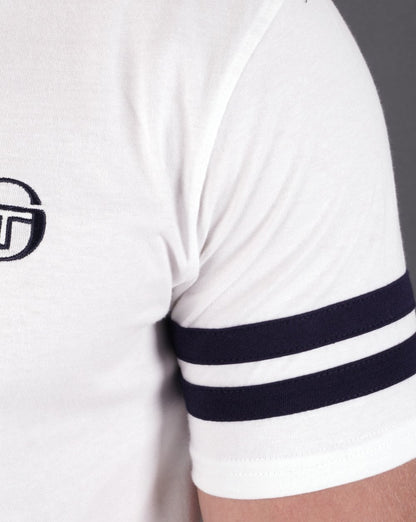 Sergio Tacchini 2-Streifen-T-Shirt Weiß/Marineblau