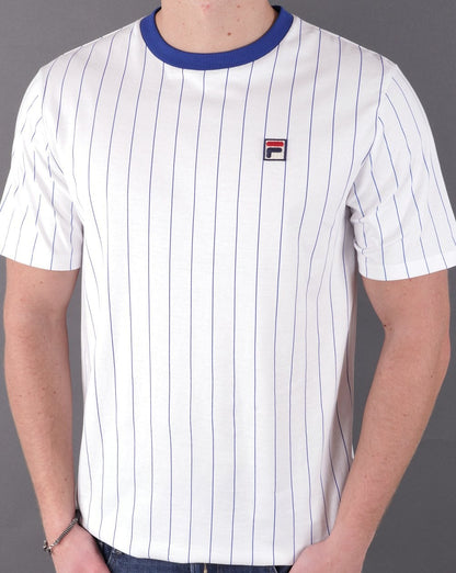 Fila Vintage Nadelstreifen-T-Shirt Weiß/Königsblau