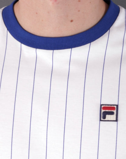 Fila Vintage Nadelstreifen-T-Shirt Weiß/Königsblau