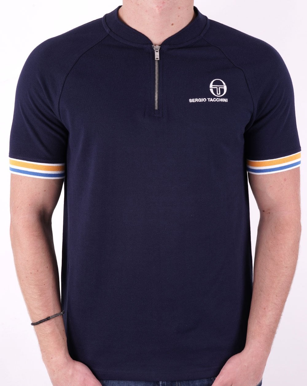 Sergio Tacchini Henley T-Shirt mit Reißverschluss, Marineblau