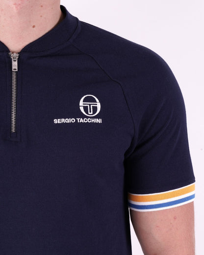 Sergio Tacchini Henley T-Shirt mit Reißverschluss, Marineblau
