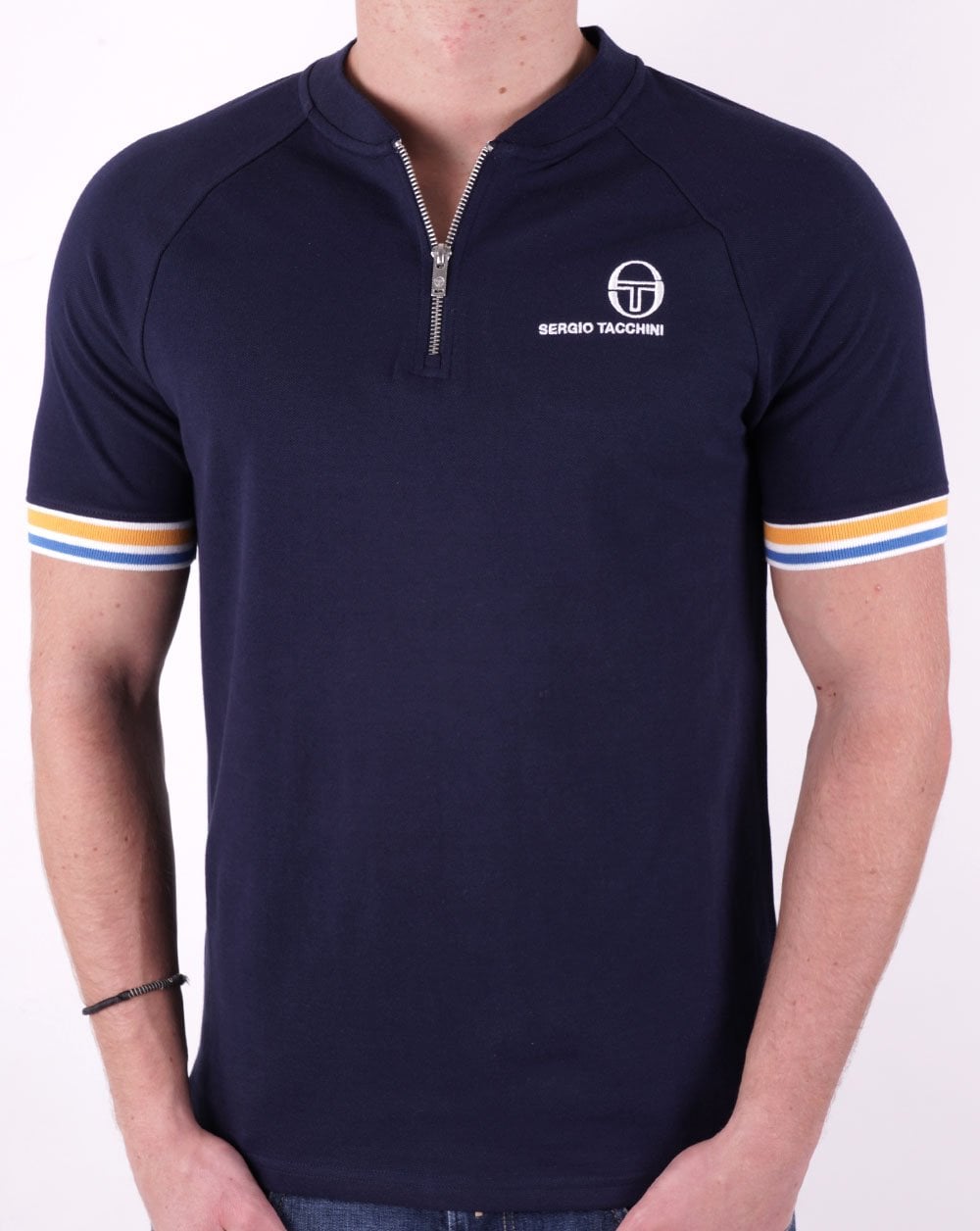 Sergio Tacchini Henley T-Shirt mit Reißverschluss, Marineblau