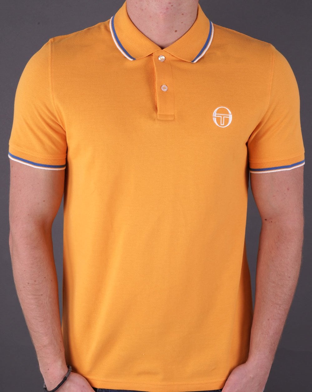 Sergio Tacchini Poloshirt mit Streifen in Gold/Blau/Weiß