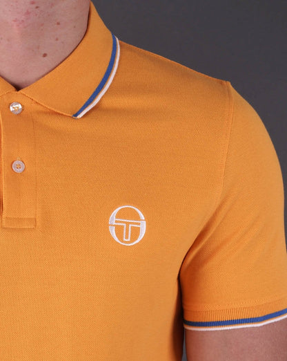 Sergio Tacchini Poloshirt mit Streifen in Gold/Blau/Weiß