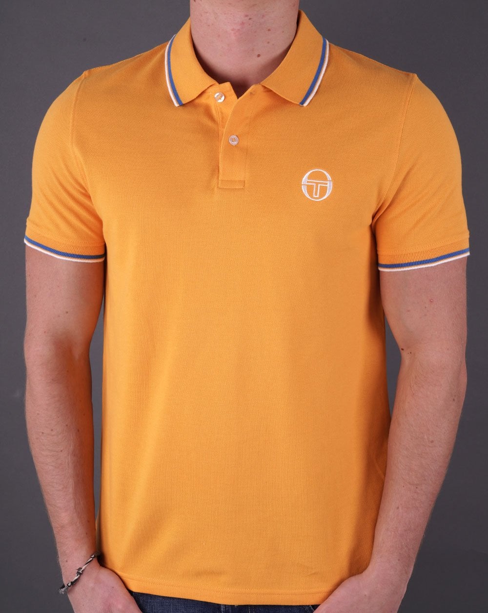 Sergio Tacchini Poloshirt mit Streifen in Gold/Blau/Weiß