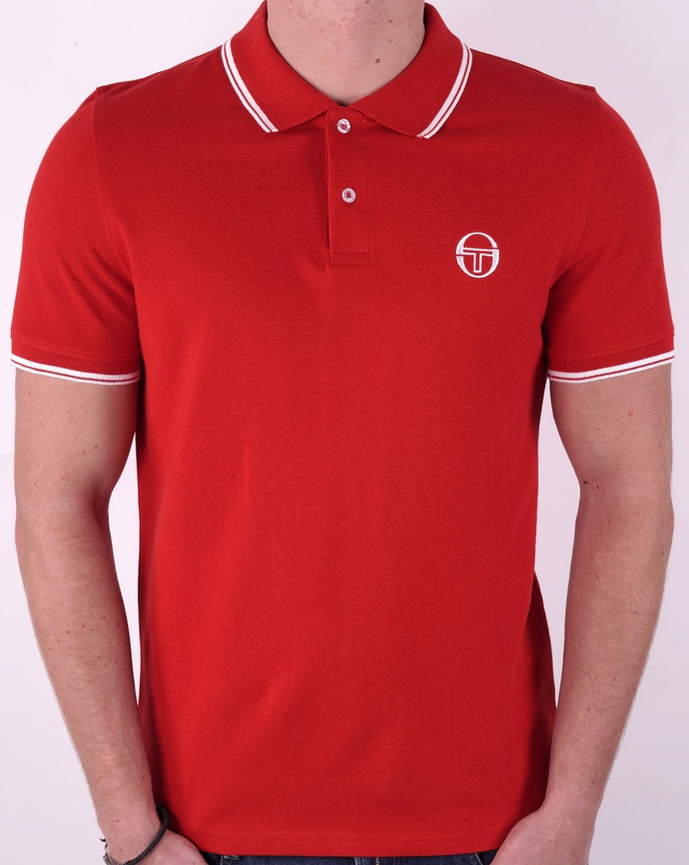 Sergio Tacchini Poloshirt mit Streifen, Dunkelrot/Weiß