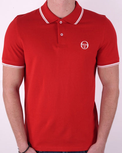 Sergio Tacchini Poloshirt mit Streifen, Dunkelrot/Weiß