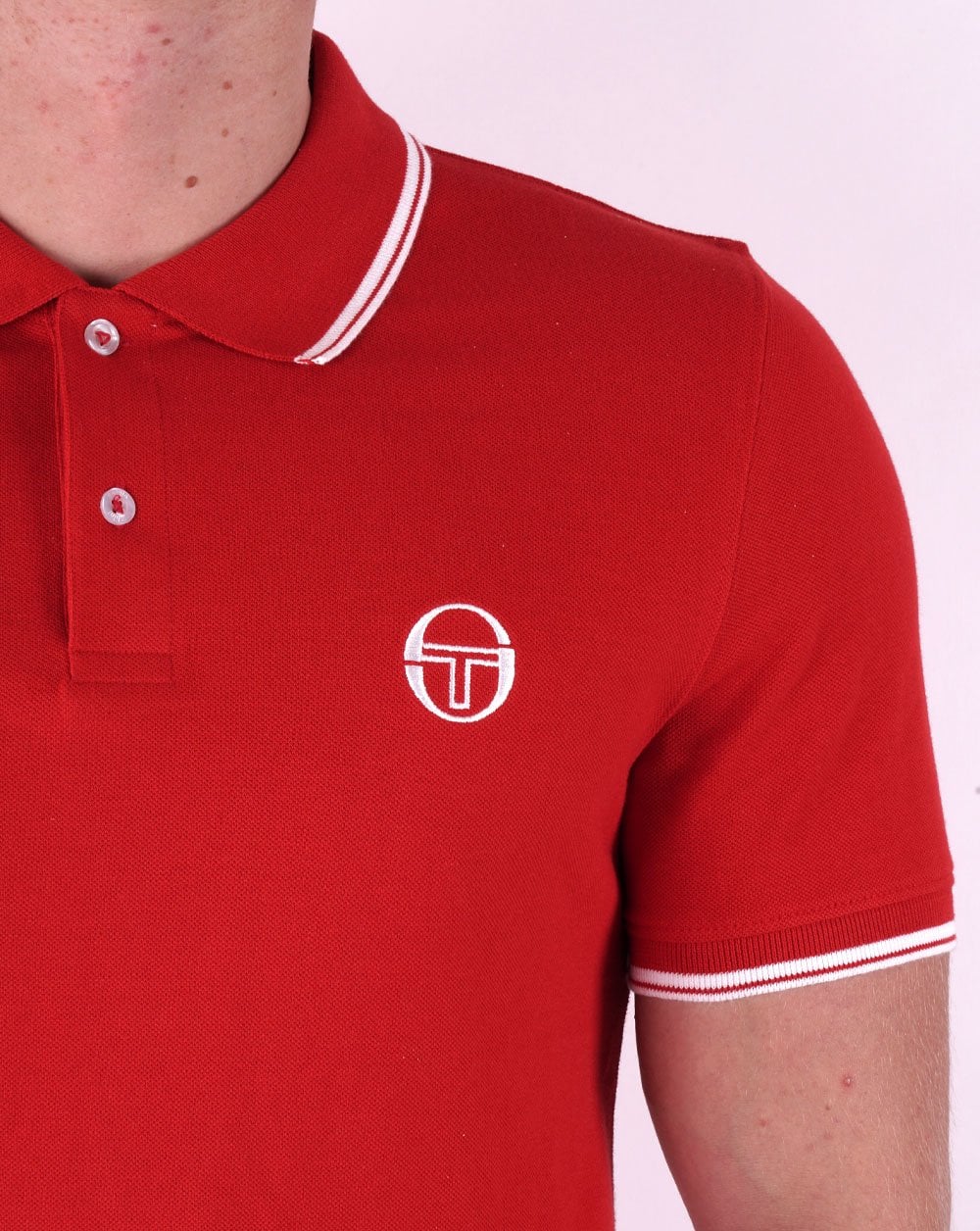 Sergio Tacchini Poloshirt mit Streifen, Dunkelrot/Weiß