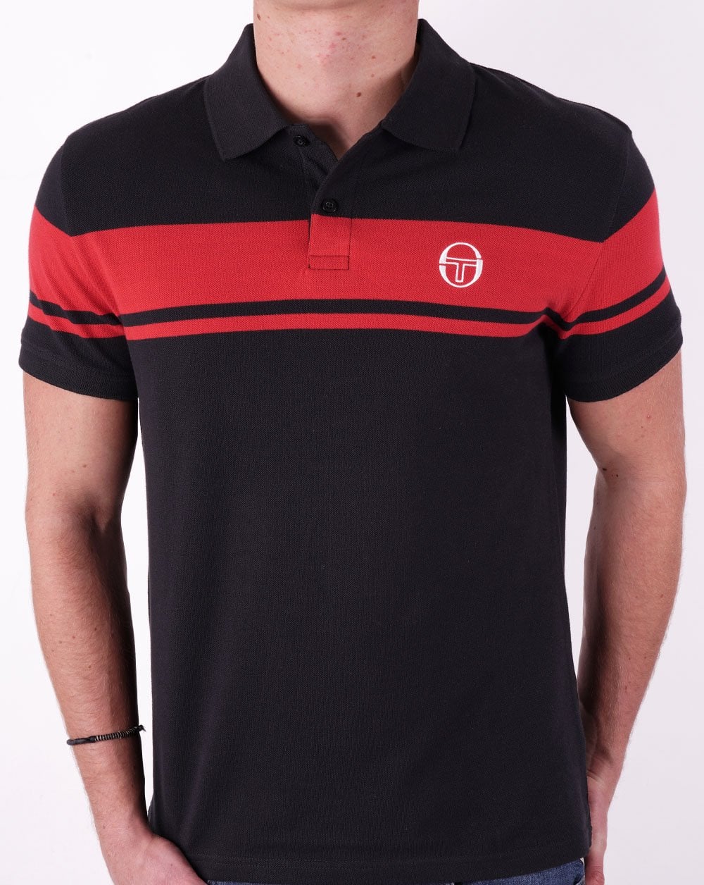Sergio Tacchini Young Line Poloshirt Schwarz/Dunkelrot