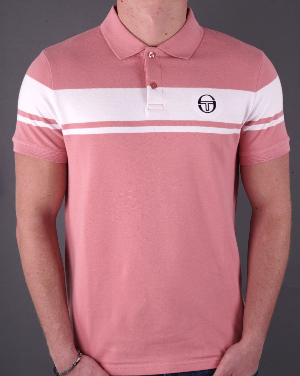 Sergio Tacchini Young Line Poloshirt Dunkelrosa/Weiß