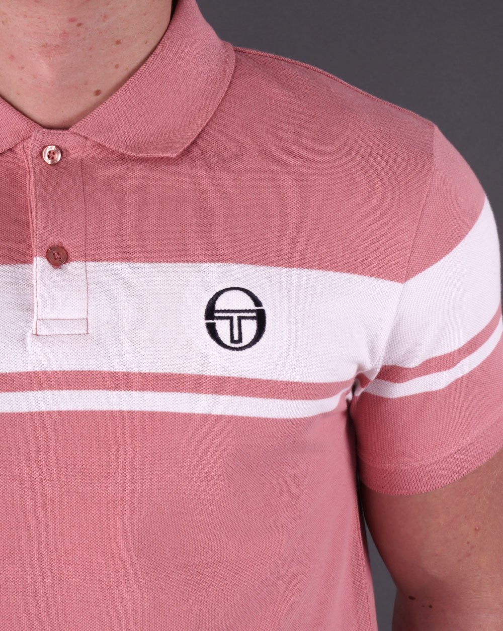 Sergio Tacchini Young Line Poloshirt Dunkelrosa/Weiß