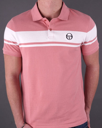 Sergio Tacchini Young Line Poloshirt Dunkelrosa/Weiß