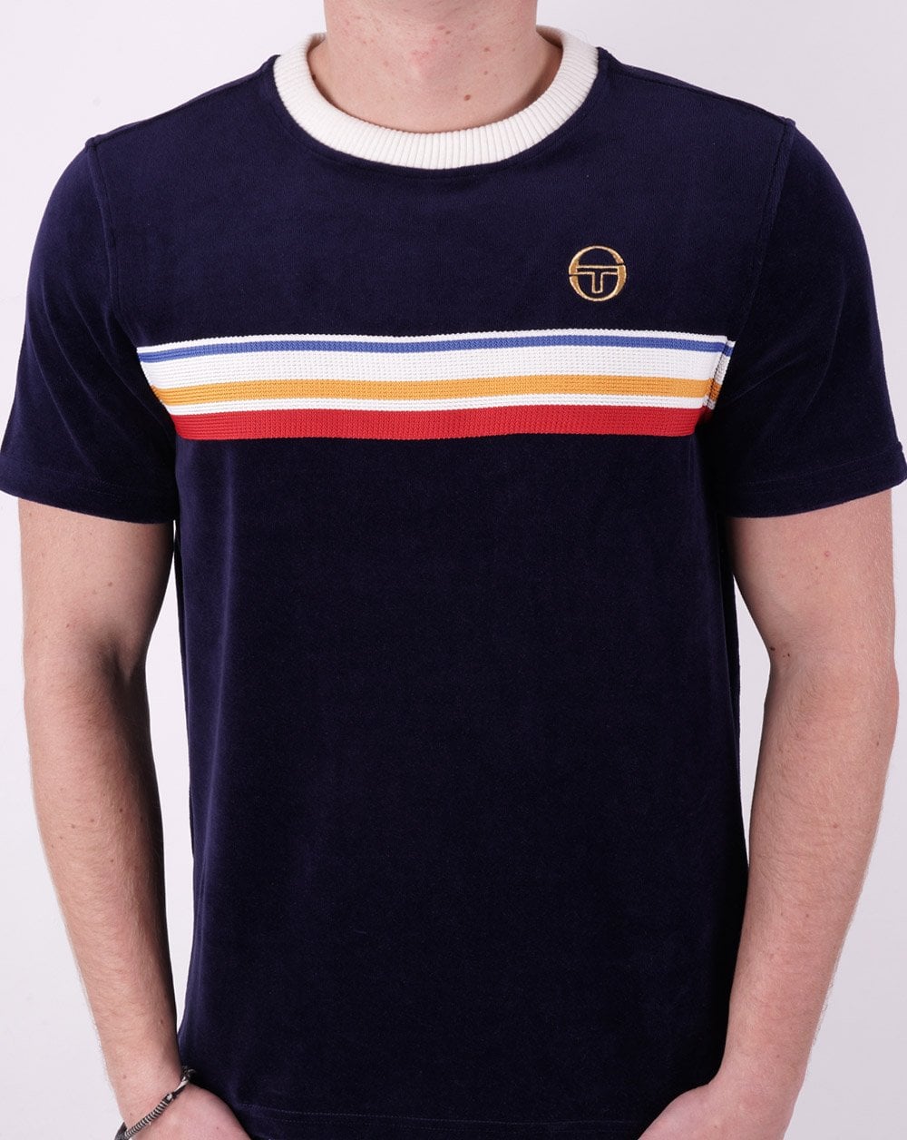 Sergio Tacchini Velours-T-Shirt Marineblau