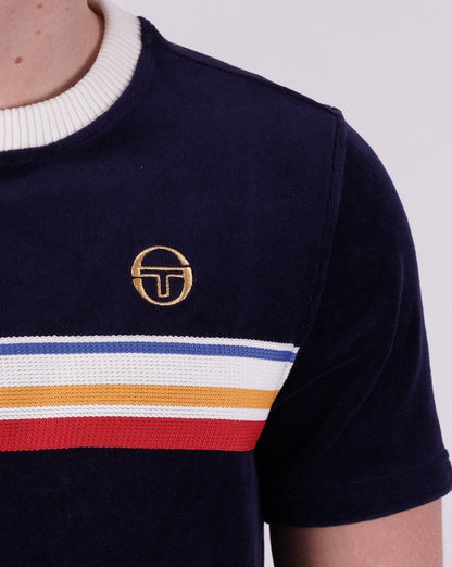 Sergio Tacchini Velours-T-Shirt Marineblau