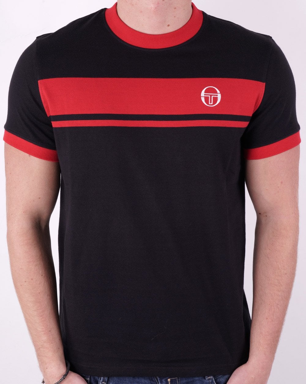Sergio Tacchini Masters T-Shirt Schwarz/Dunkelrot