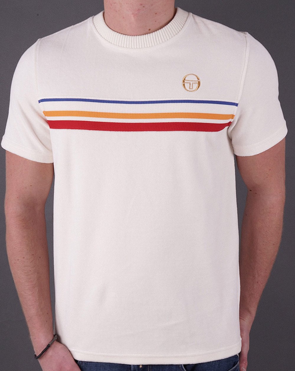 Sergio Tacchini Velours-T-Shirt Gardenia