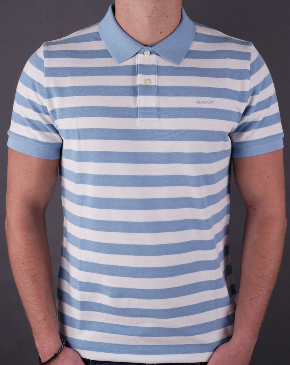 Gant Multi Stripe Piqué-Poloshirt Weiß/Himmelblau