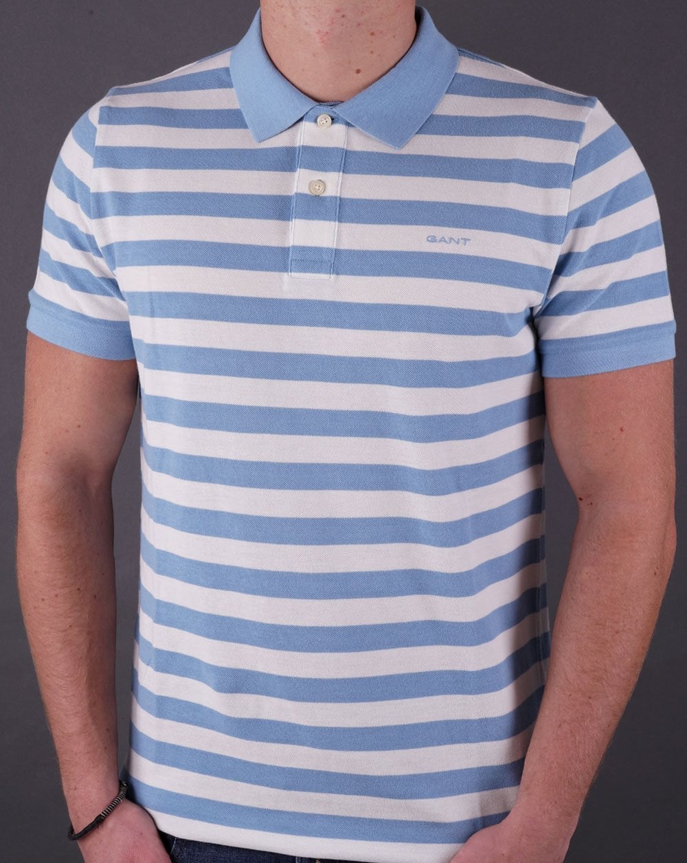 Gant Multi Stripe Piqué-Poloshirt Weiß/Himmelblau