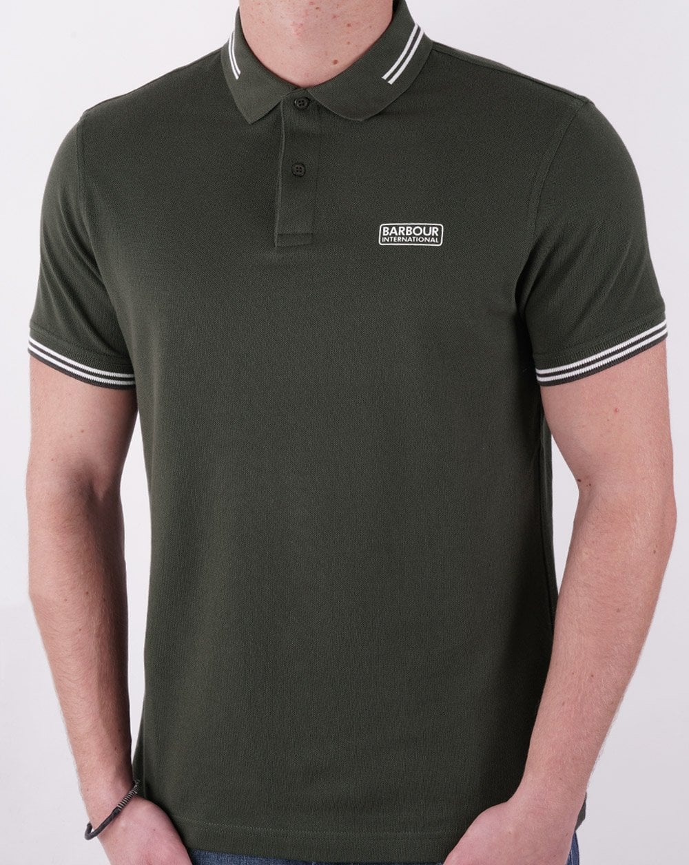 Barbour International Essential Tipped Polo Waldgrün