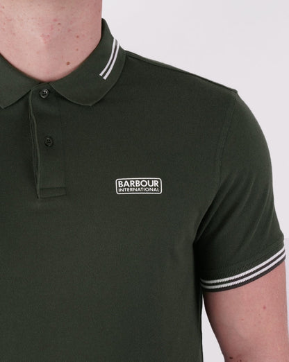 Barbour International Essential Tipped Polo Waldgrün