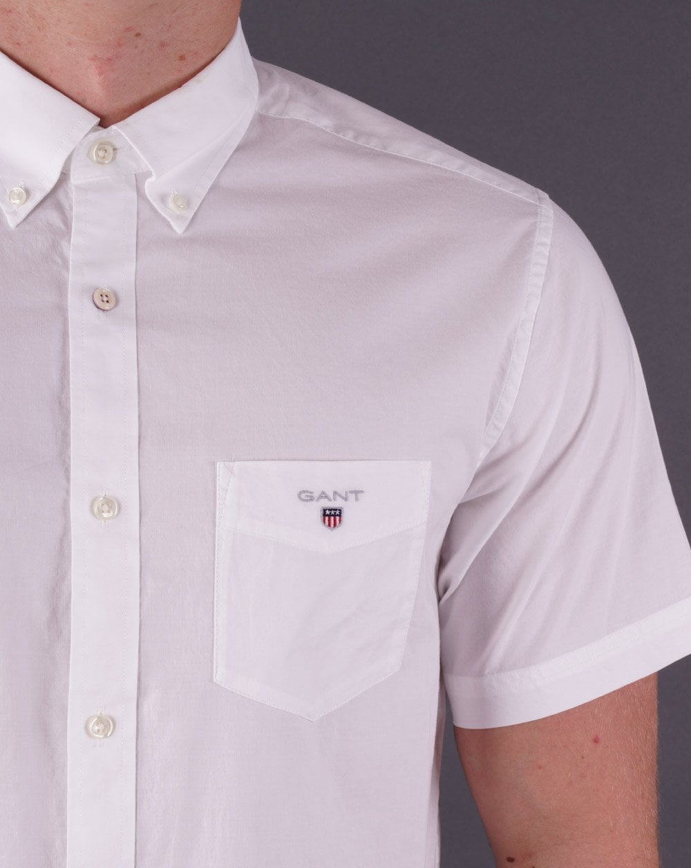 Gant Broadcloth Kurzarmhemd Weiß
