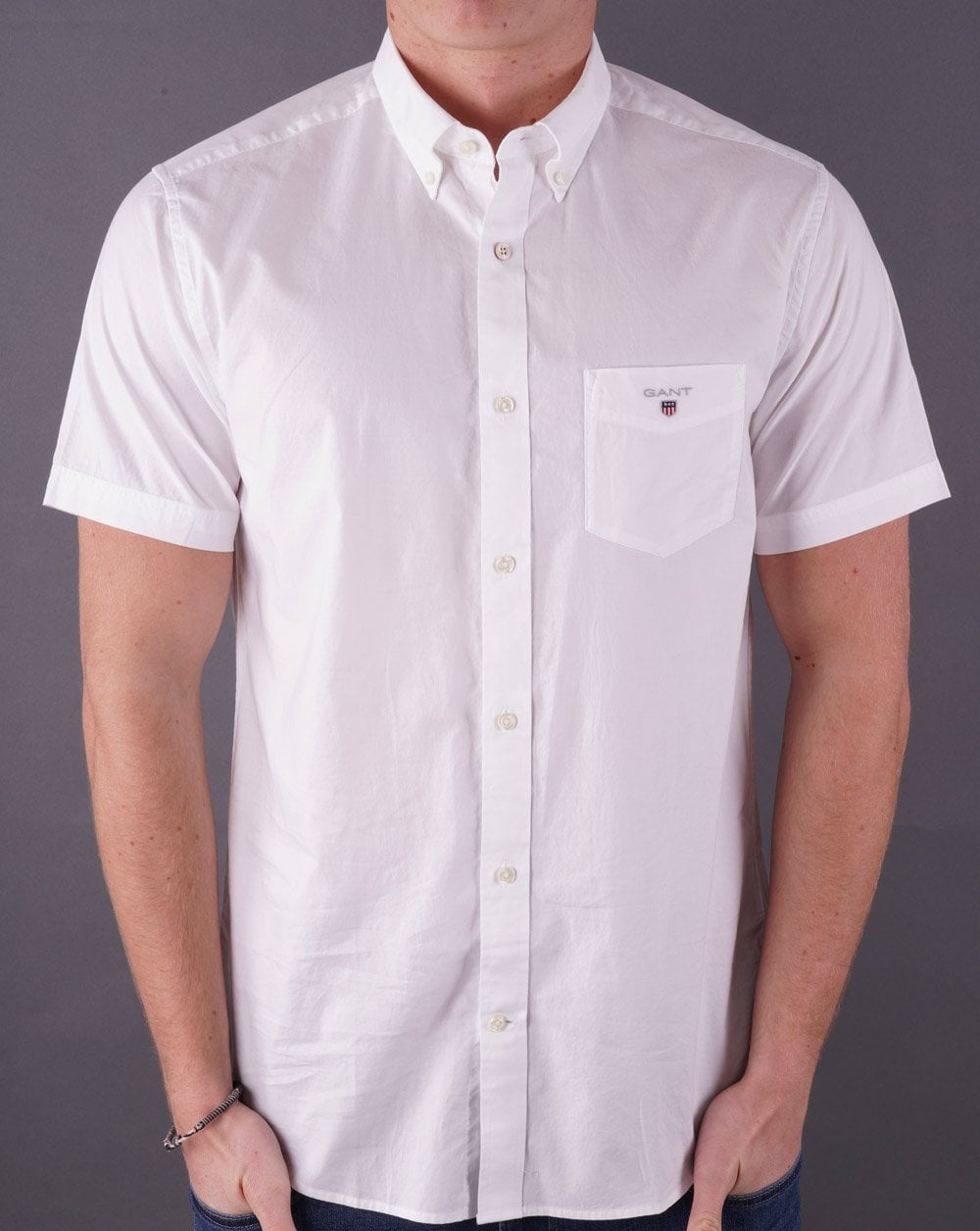 Gant Broadcloth Kurzarmhemd Weiß