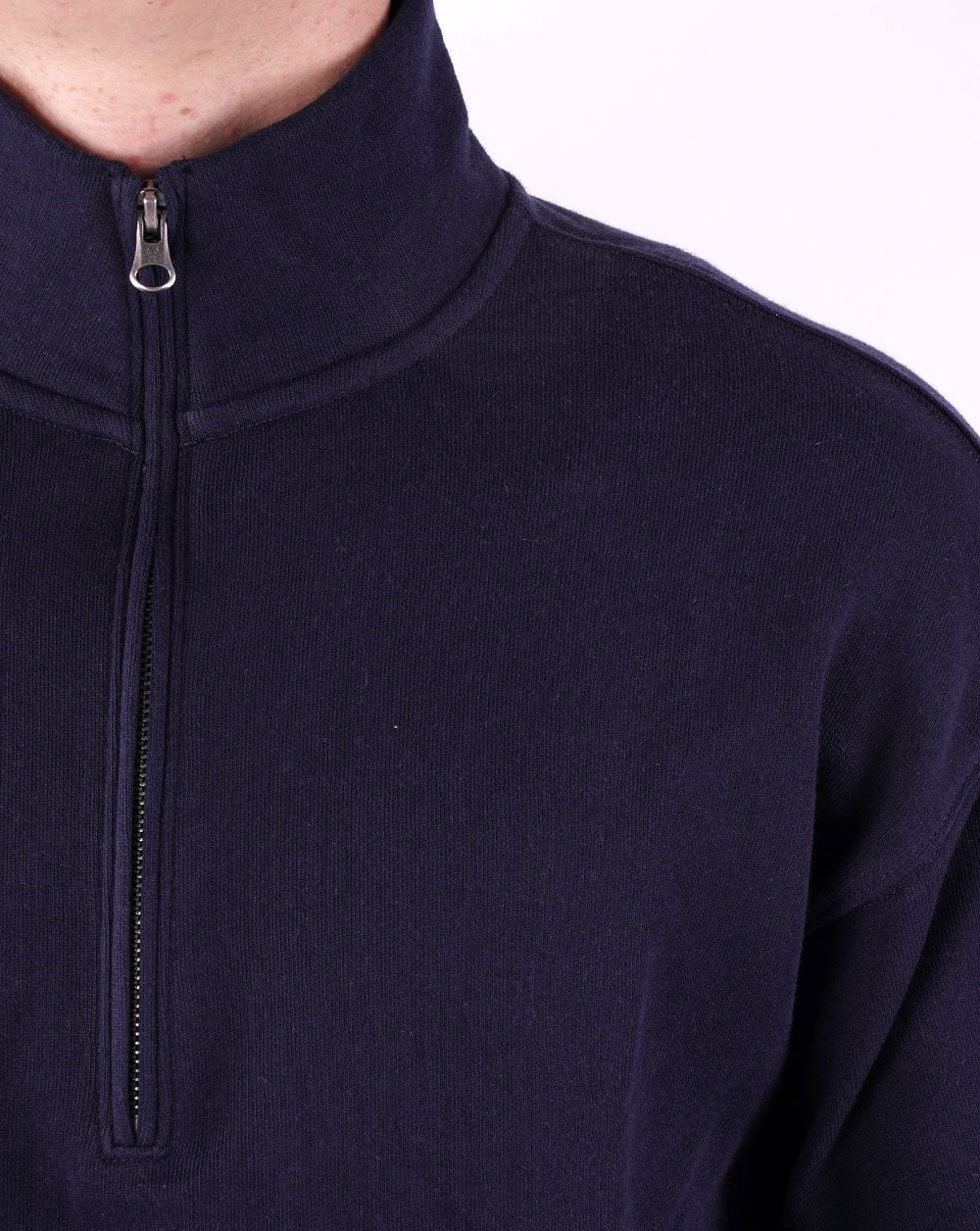 Benetton Sweatshirt mit Viertelreißverschluss in Marineblau