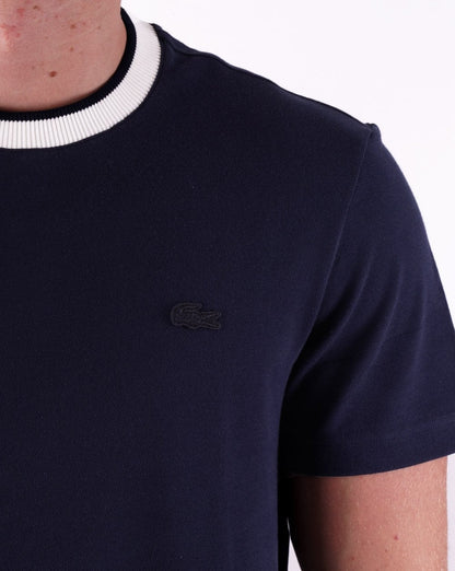 Lacoste Piqué-T-Shirt Marineblau/Weiß
