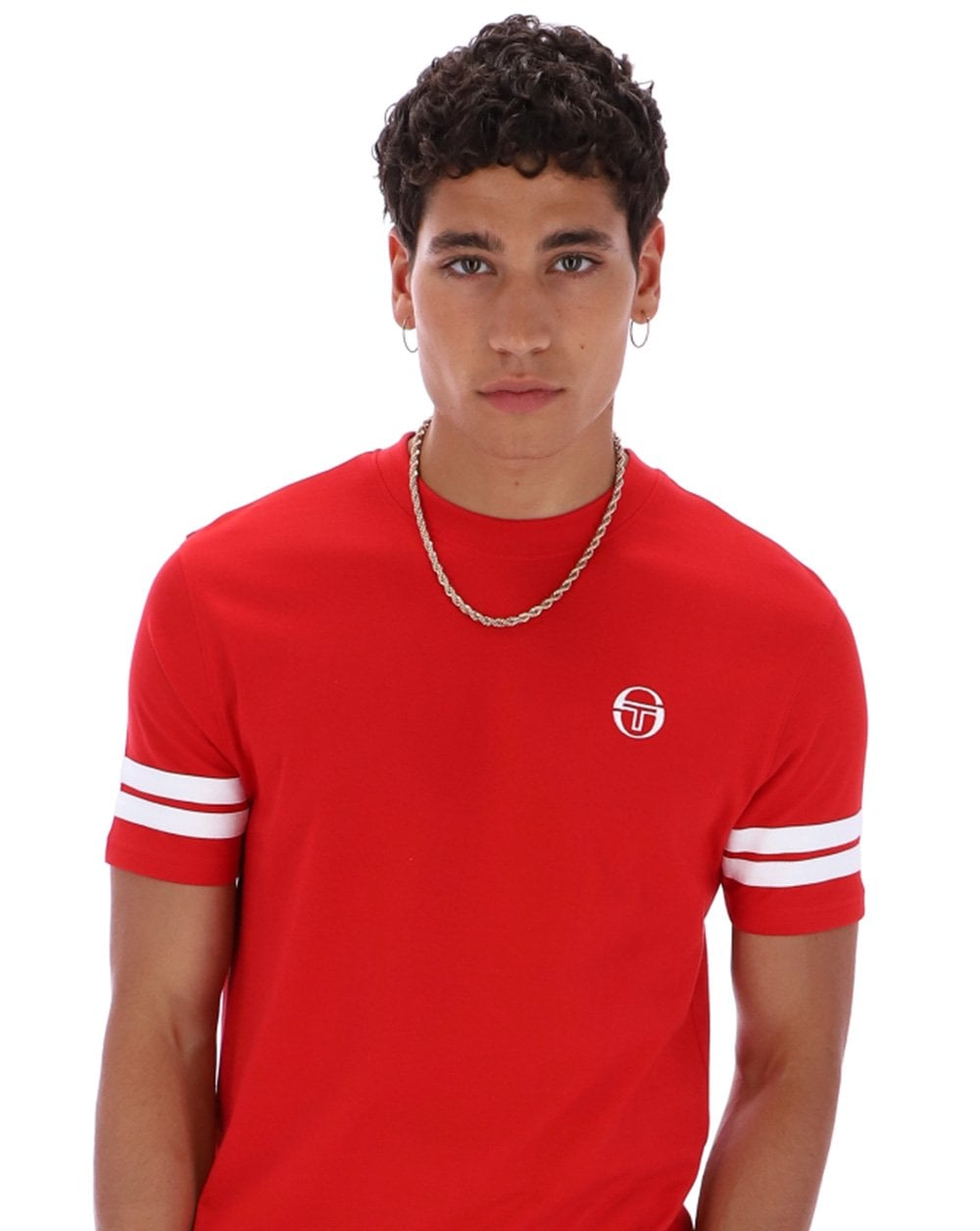 Sergio Tacchini 2-Streifen-T-Shirt Rot Weiß