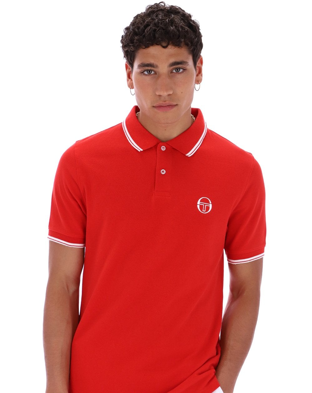 Sergio Tacchini Poloshirt mit Streifen, Dunkelrot/Weiß