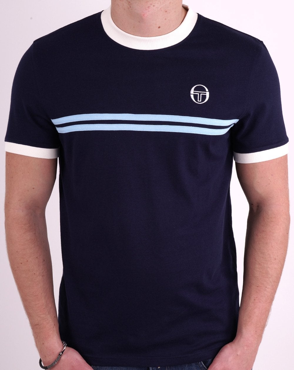 Sergio Tacchini Supermac T-Shirt Marineblau/Himmelblau/Gardenia