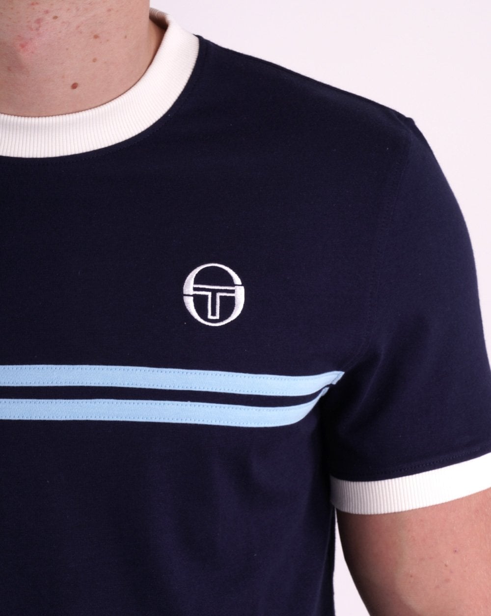 Sergio Tacchini Supermac T-Shirt Marineblau/Himmelblau/Gardenia
