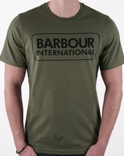 Barbour International – T-Shirt mit Blocklogo in Hellmoos