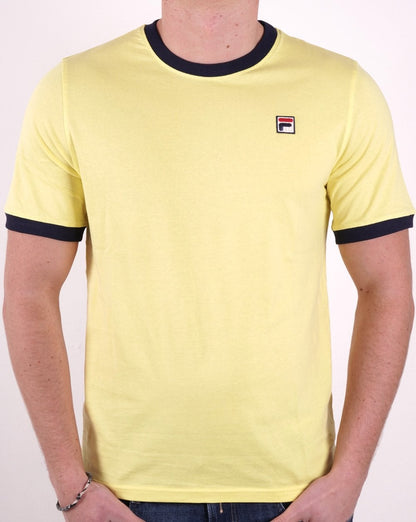 Fila Vintage Ringer T-Shirt Gelb/Marineblau