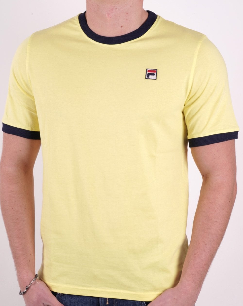 Fila Vintage Ringer T-Shirt Gelb/Marineblau